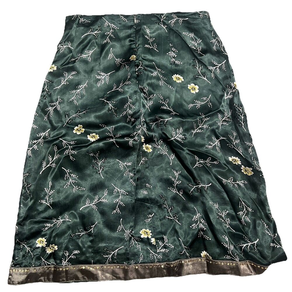 Vintage Oilily Green Skirt Medium Cottage Retro Embroidered Floral Y2K Boho M - Picture 7 of 15
